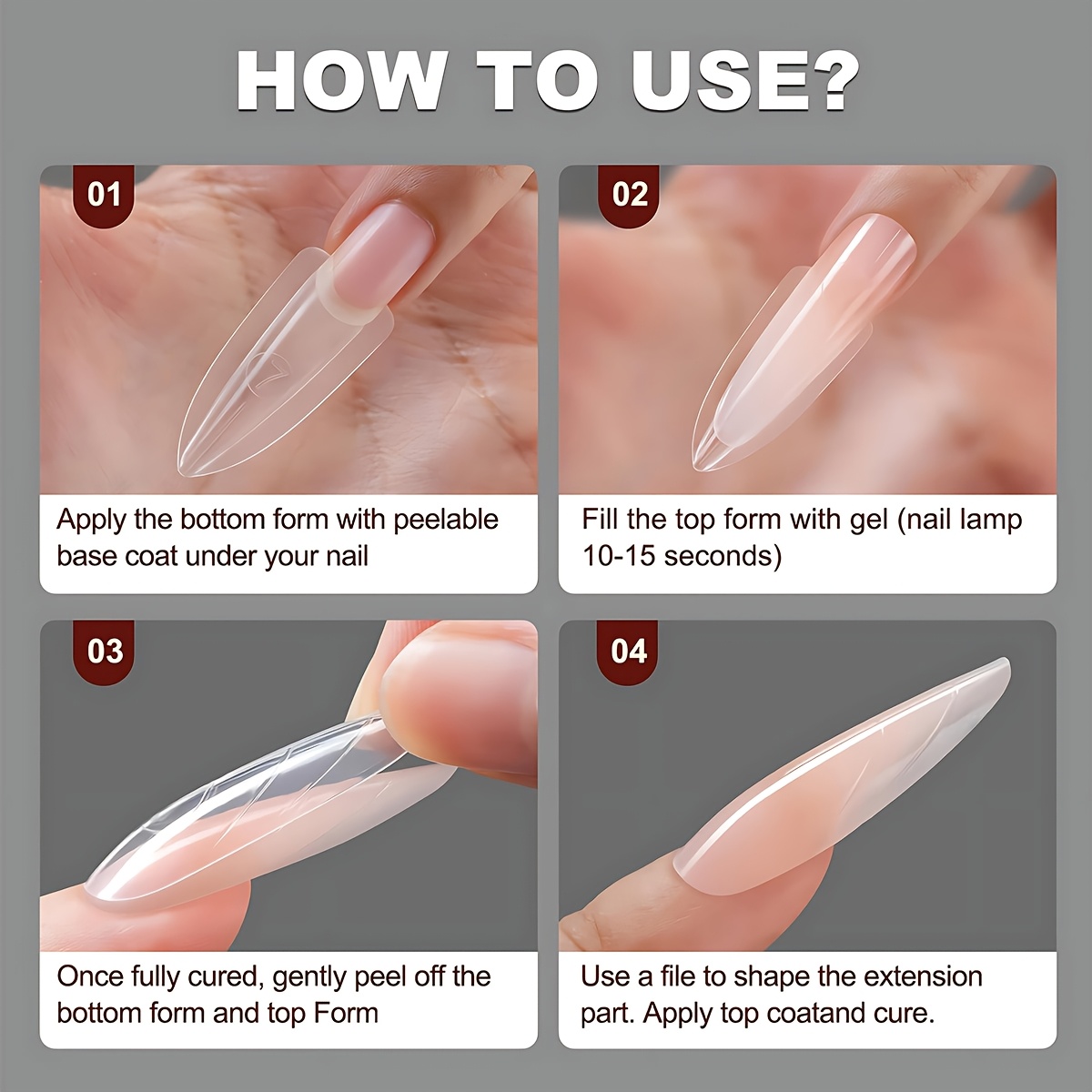 60pcs Square Sandwich Dual Nail Forms for Gel Extensions