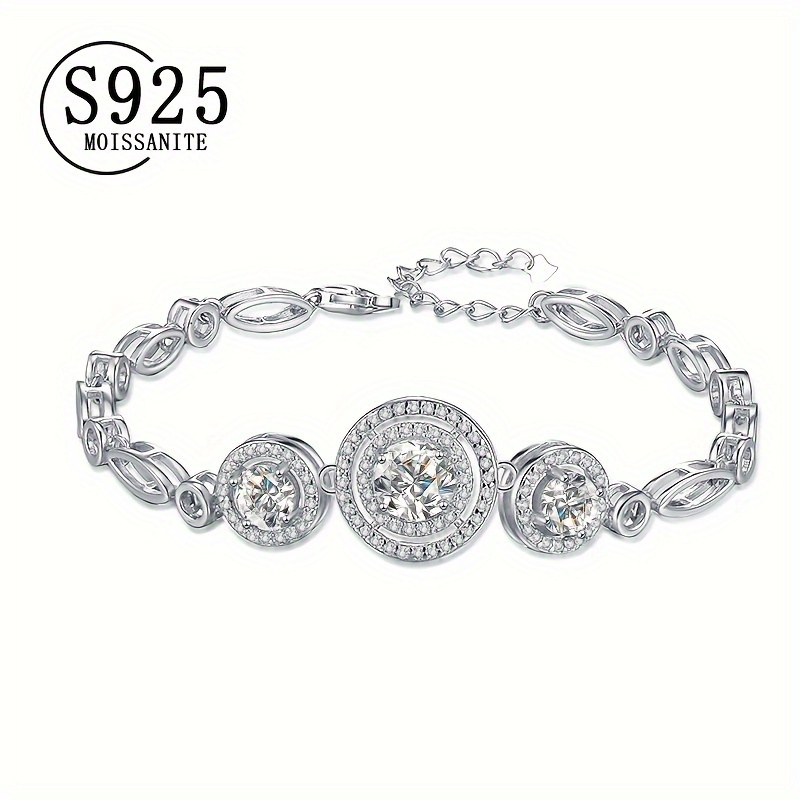 

1pc 925 Moissanite 2 Ct Round Bag Bracelet, Temperament Sweet Jewelry, For Girlfriend 's Day New Jewelry