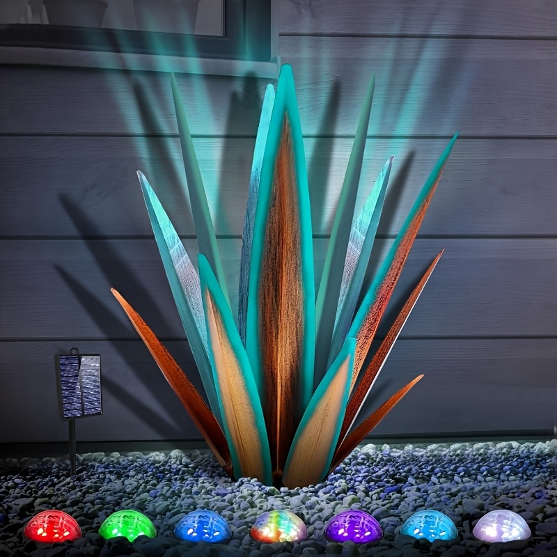 TEMU Large Agave Wine Country Sculptures, Courtyard Agave Plants, Lawn Decorative Garden Posts, Home Decor Hand-painted Metal Garden Planters, Styles