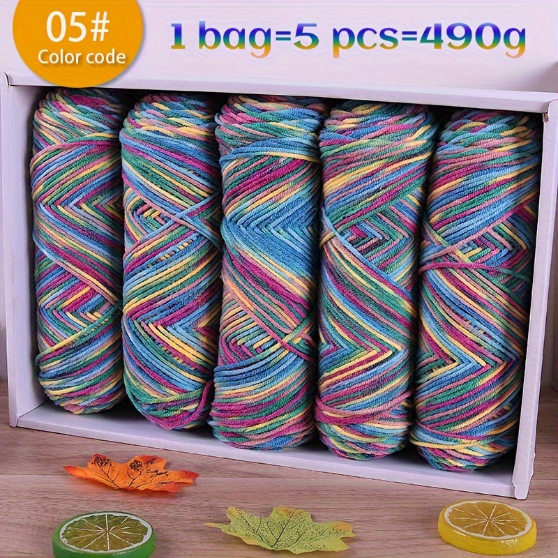 E-shop 490g mehrfarbiger Farbverlauf--Garnknäuel zum Handstricken, 5-fach-Garnknäuel für Herbst/Winter-Modepullover, Schals, Mützen, Handschuhe,