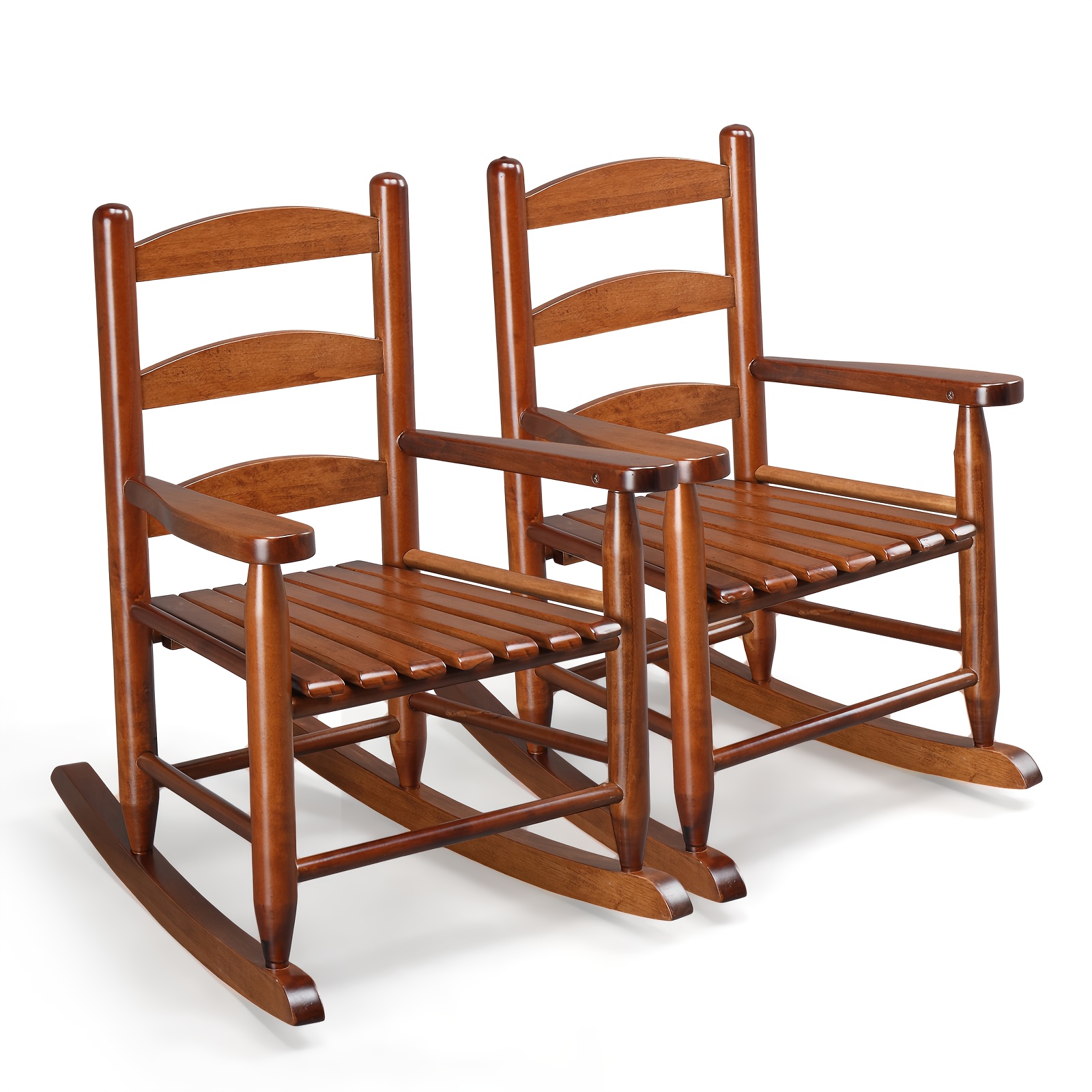Kids Rocking Chair for 3-6 Ages, Small-Size, 14.8 X 18.5 X 22.6In, Solid Wood Material, All-Weather Wooden Porch Rocker with High Backrest, Ideal for Outdoor&Inddor, Birthday/Festival Gift for Children, Teak
