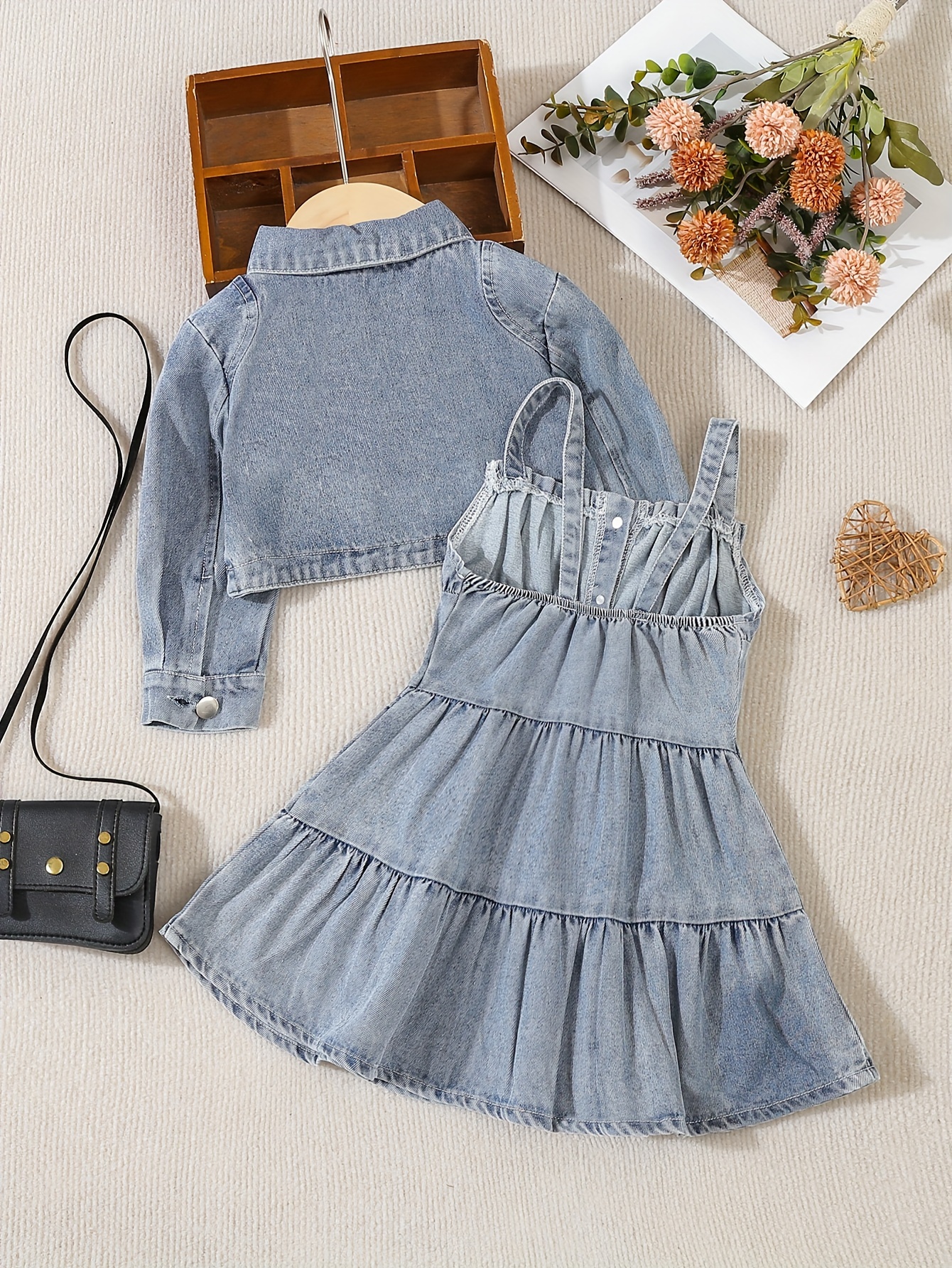 baby's trendy denim fall co ords denim jacket splicing Temu
