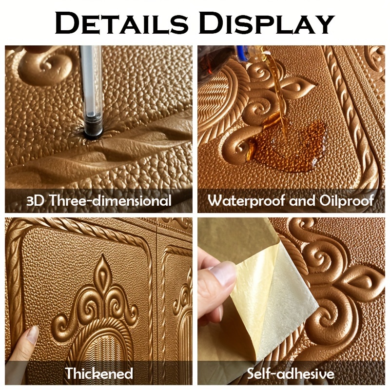 5pcs set 3d wall panels thick waterproof moisture resistant self adhesive wall stickers for bedroom decor details 4