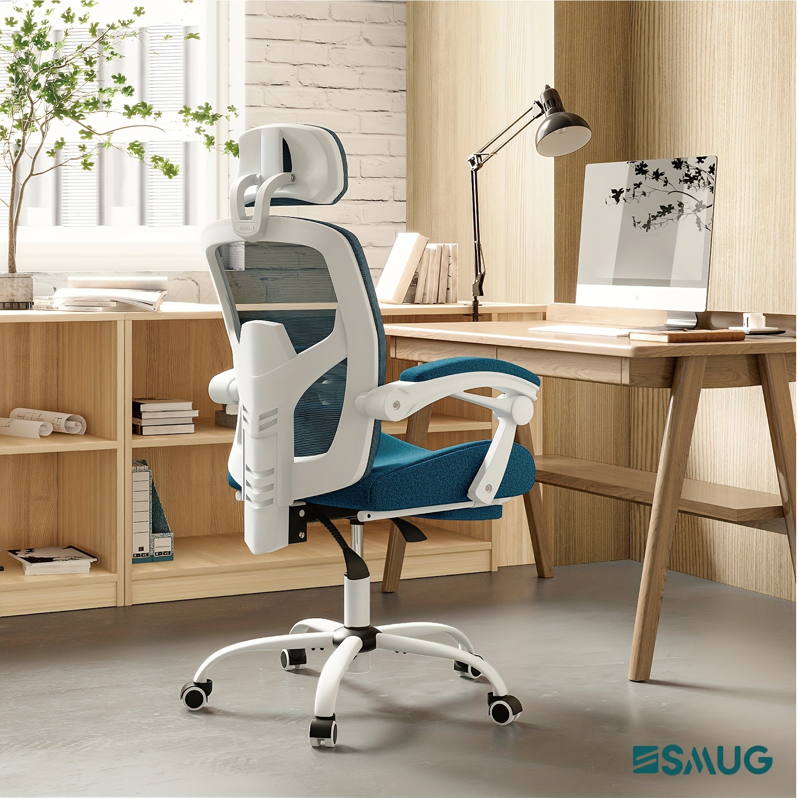 

Office Chair, Reclining High Back Desk Chair, Mesh Chair, Computer Swivel Task Chair With Lumbar Support Pillow, Adjustable Headrest, Retractable Footrest And Padded Armrests