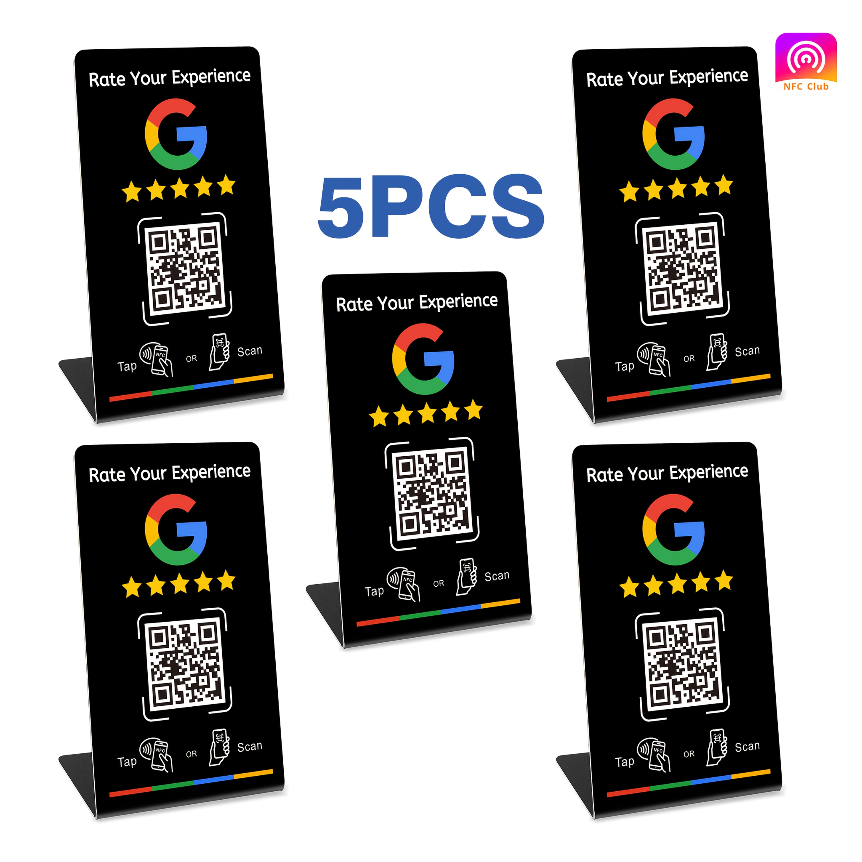 TEMU 1pc/3pcs/5pcs Review Stands, Nfc Review Cards, Support Nfc Tap & Review Links, No Monthly Fee, Suitable For Restaurants, Stores, Offices -