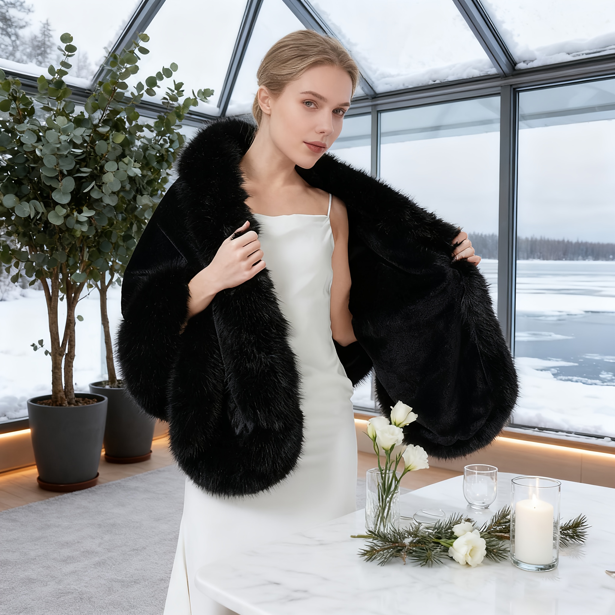 winter bride wedding dress shawl elegant warm cape