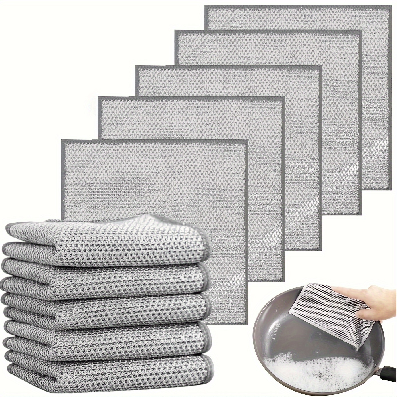 

10 Steel Wires Dishwashing Cloth, Metal Wire Scrubbing Cloth, Grid That Does Not Damage The Pot, Cleaning Cloth For Kitchen Stove, Pot Cleaning Cloth For Removing Stains, Special Purpose