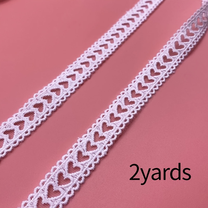 Image of Of 1.8 Cm Wide White Double-sided Wavy Heart-shaped Lace Ribbon With Embroidered Floral Edges, Suitable For Sewing Crafts And Vest Straps