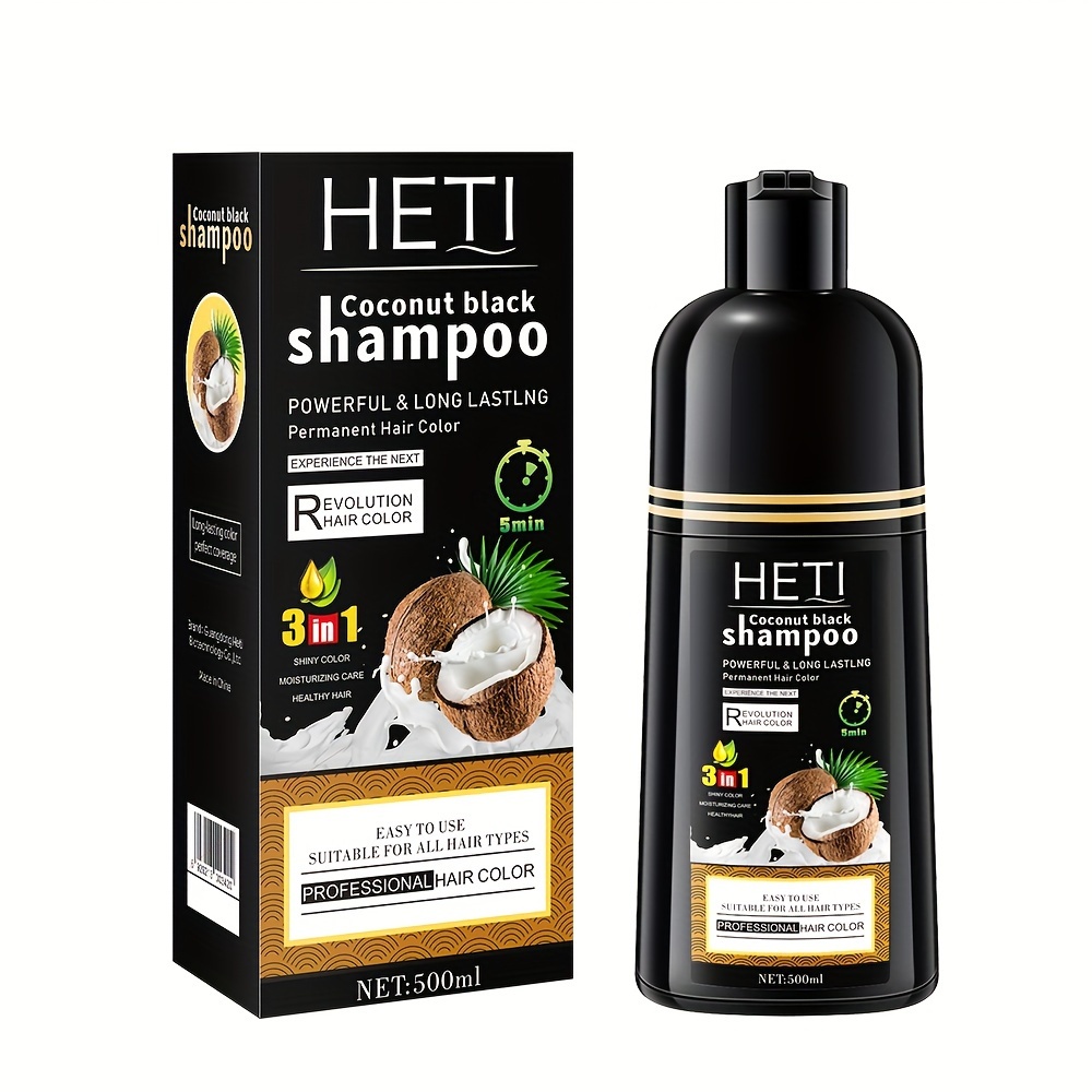 

Shampooing Capillaire Noir À La Noix De Coco De 500 Ml, Shampooing Colorant Pour Cheveux, Coloration Pratique Et Rapide