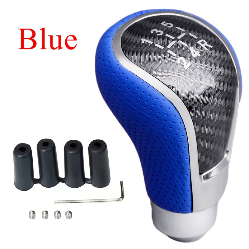 TEMU 5-speed Faux Leather Red And Blue Car Gear Shift Knob Universal Shifter Knob Gear Stick Lever For Manual Transmission