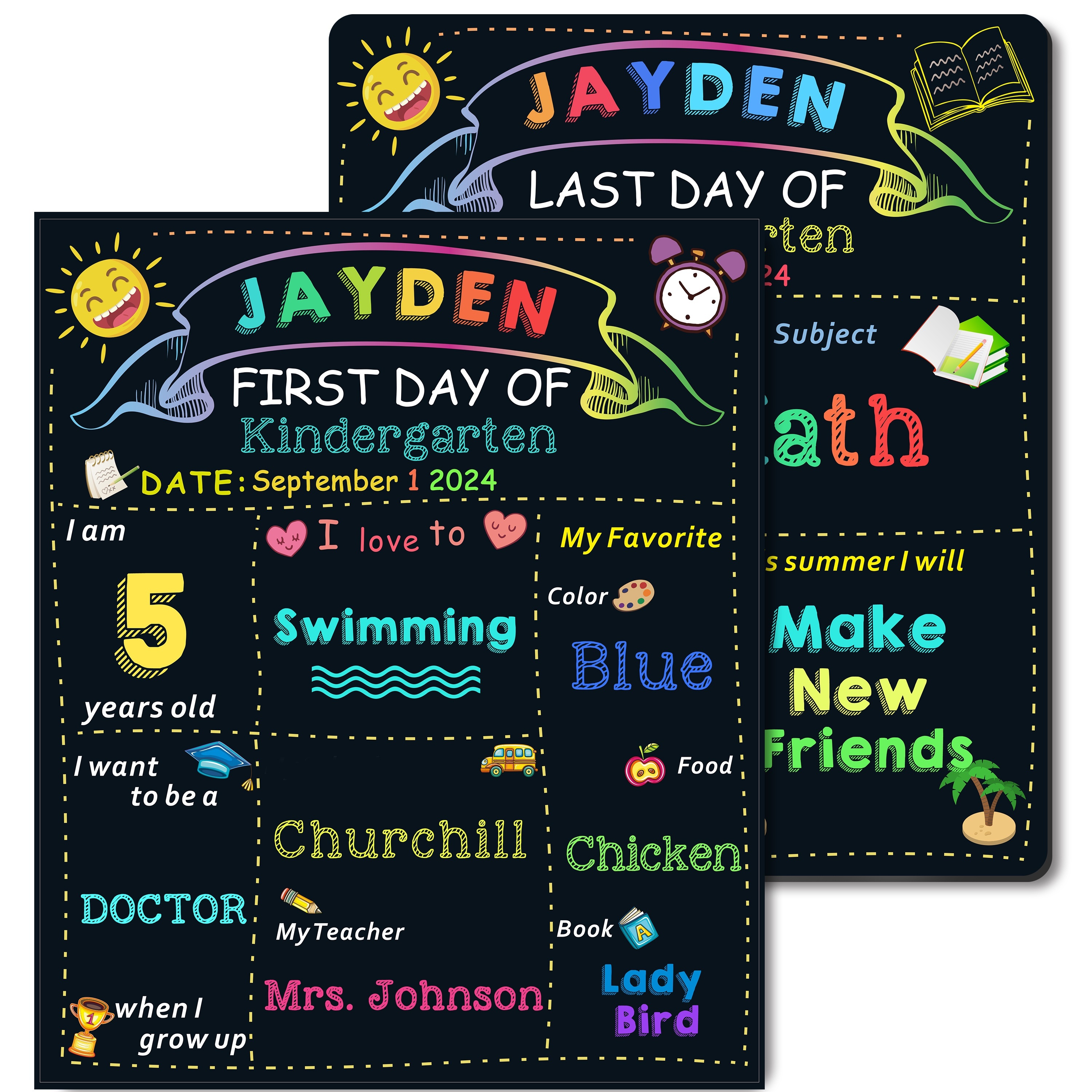 

First And Last Day Of School Board, Double-sided- My First& Last Day Of School Sign Chalkboard- 1st Day School Signs For Students Back To School Supplies Preschool Preschool 1st Grade