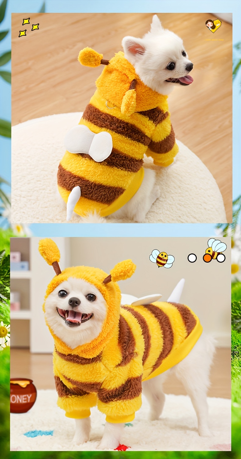 wholesale bee patterned lined transformation clothes for and large dogs and cats autumn and winter pet apparel with leash attachment Product details 2