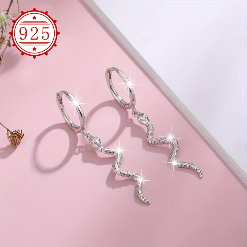 925 Silver Snake Shaped Hypoallergenic Earrings