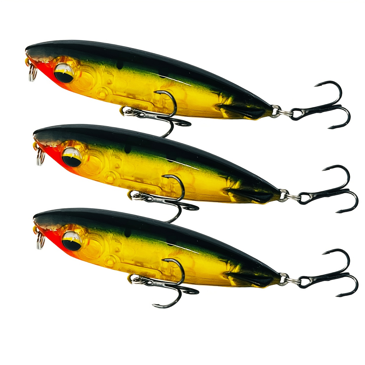 TEMU 3-pack Floating Pencil Hard Bait Lure Set, 7cm/2.76 Inches, 6.9g/0.24oz Each. Features A New Bionic Minnow Design With Realistic And Vibrant