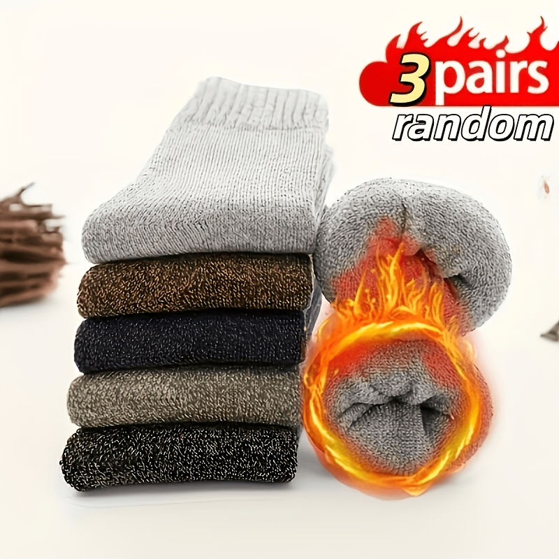 TEMU 3 Pairs Of Warm Socks For Men And Women, Thick Boots Hiking Socks, Dad's Birthday Gift, Random Color Socks - Colorful Winter Warm Men's Socks,