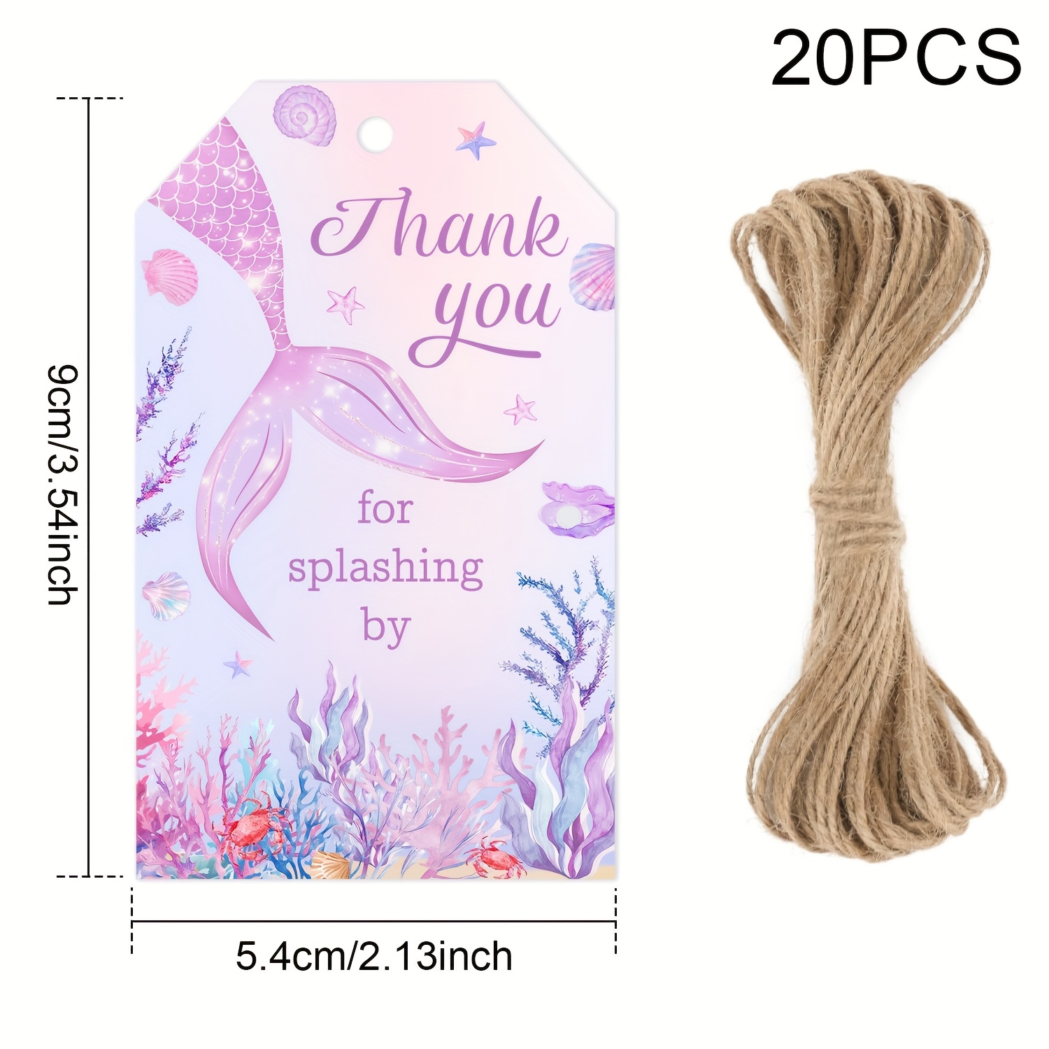 TEMU 20pcs Of Mermaid-themed Thank You Labels For Birthday Parties, Gift Bags