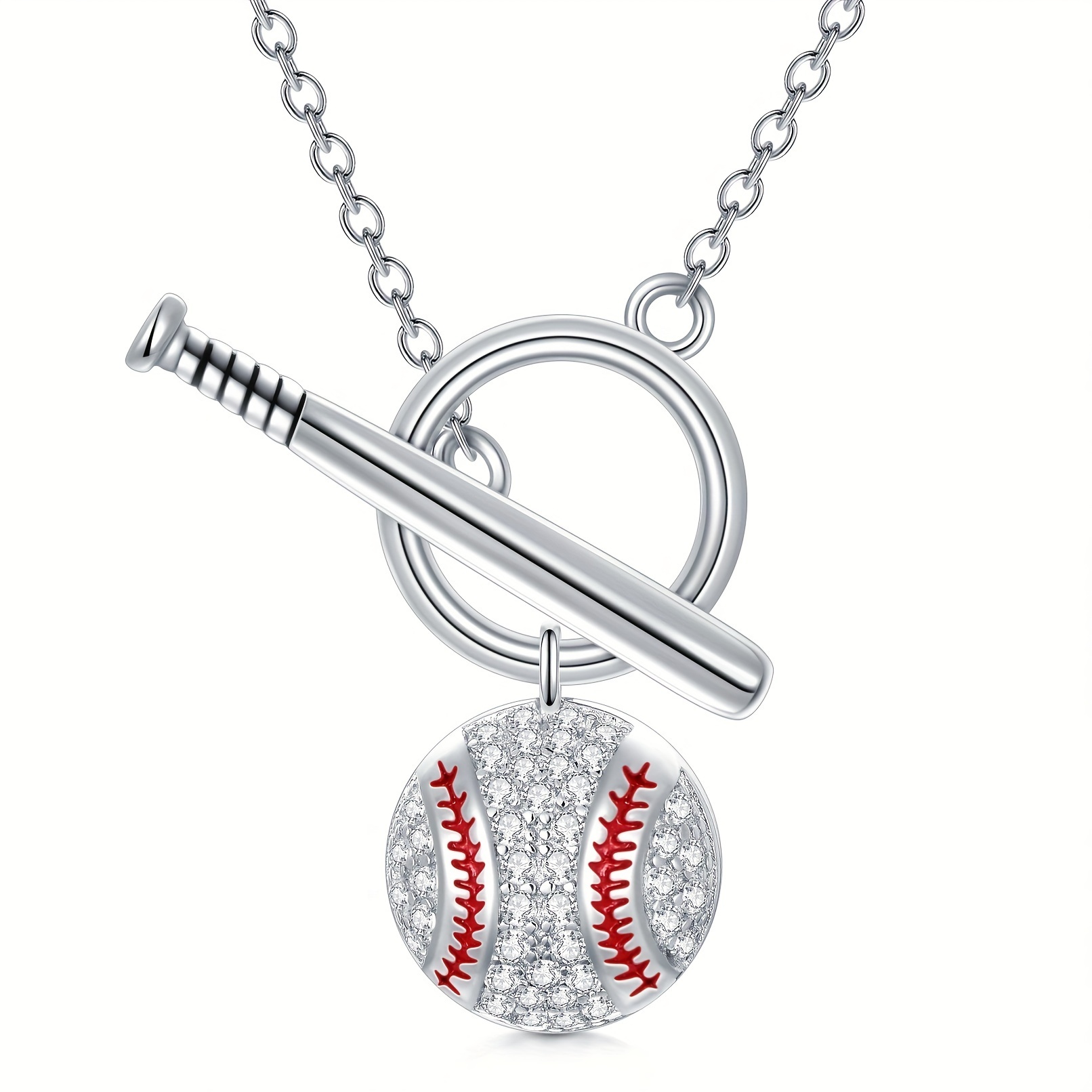 

1pc Baseball Bat Pendant Necklace With Cubic Zirconia, Sports Themed Jewelry Gifts For Women, Versatile Accessory For Daily Wear, Parties, Gifting, Unisex Design