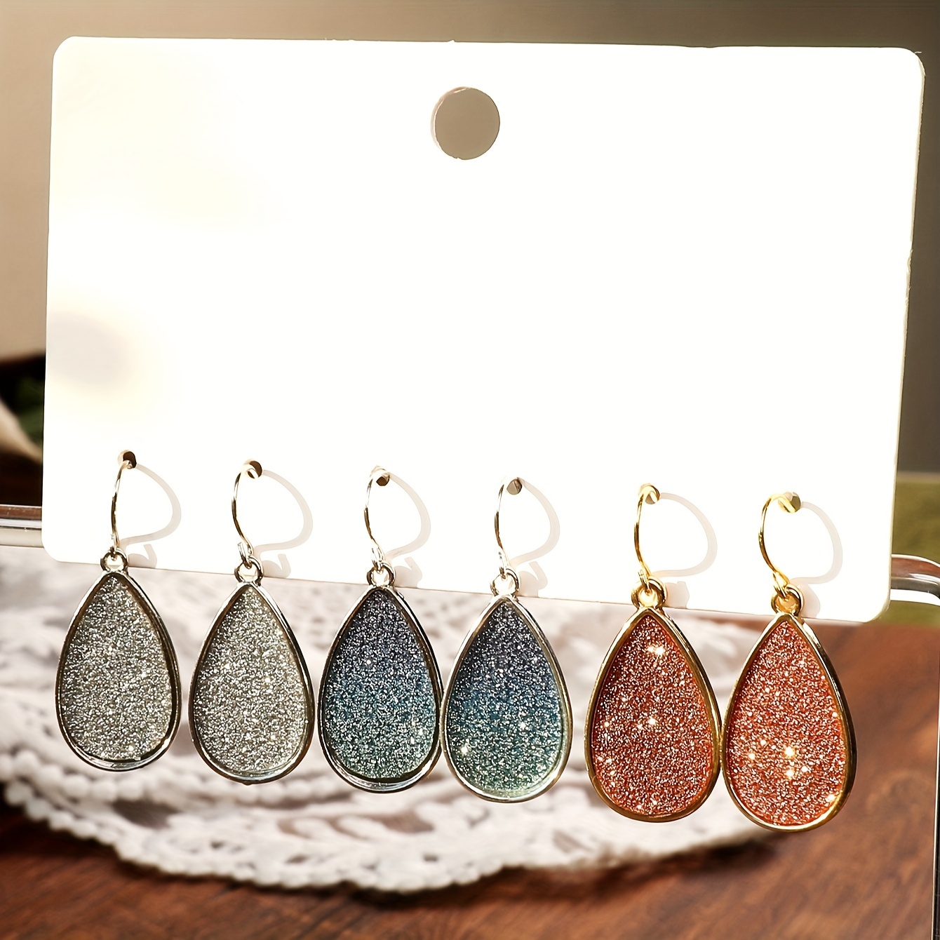 

Elegant Teardrop Crystal Cluster Earrings Set - Fashionable And Versatile, Shimmering In Color - Women's Ear Drops For Everyday Wear And Gift Giving