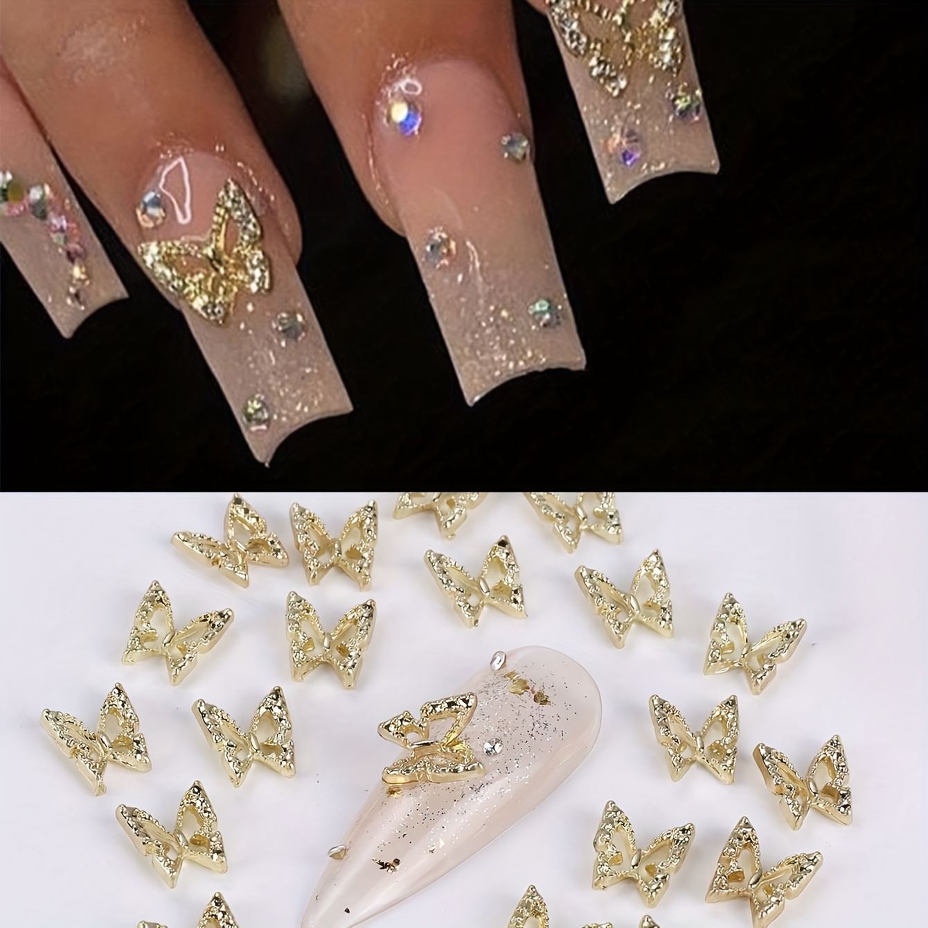 

20pcs Silvery Butterfly Nail Charms With Rhinestones, Nail Art Accessories,nail Art Supplies For Women And Girls,nail Art Jewelry
