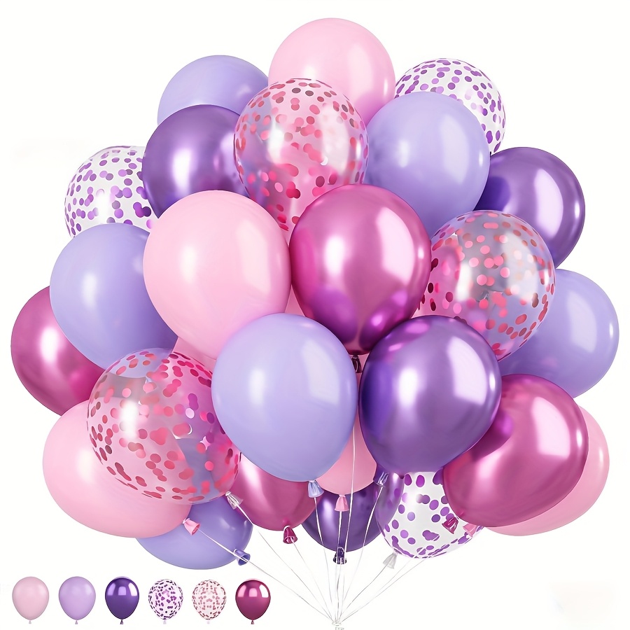 25pcs pink and purple balloons 12inch and 10inch combination latex balloons metallic purple and pink latex balloons   girls birthday party balloons shower wedding mothers day easter christmas princess party decoration best for christmas