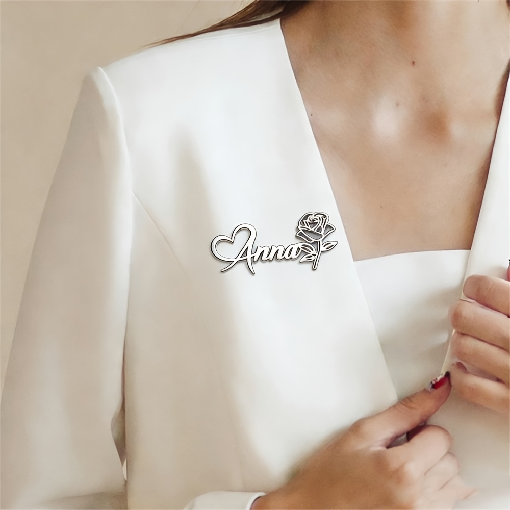 TEMU Broche personalizado de acero inoxidable con forma de y , diseño romántico , exquisito, elegante y con estilo, regalo para y días festivos para