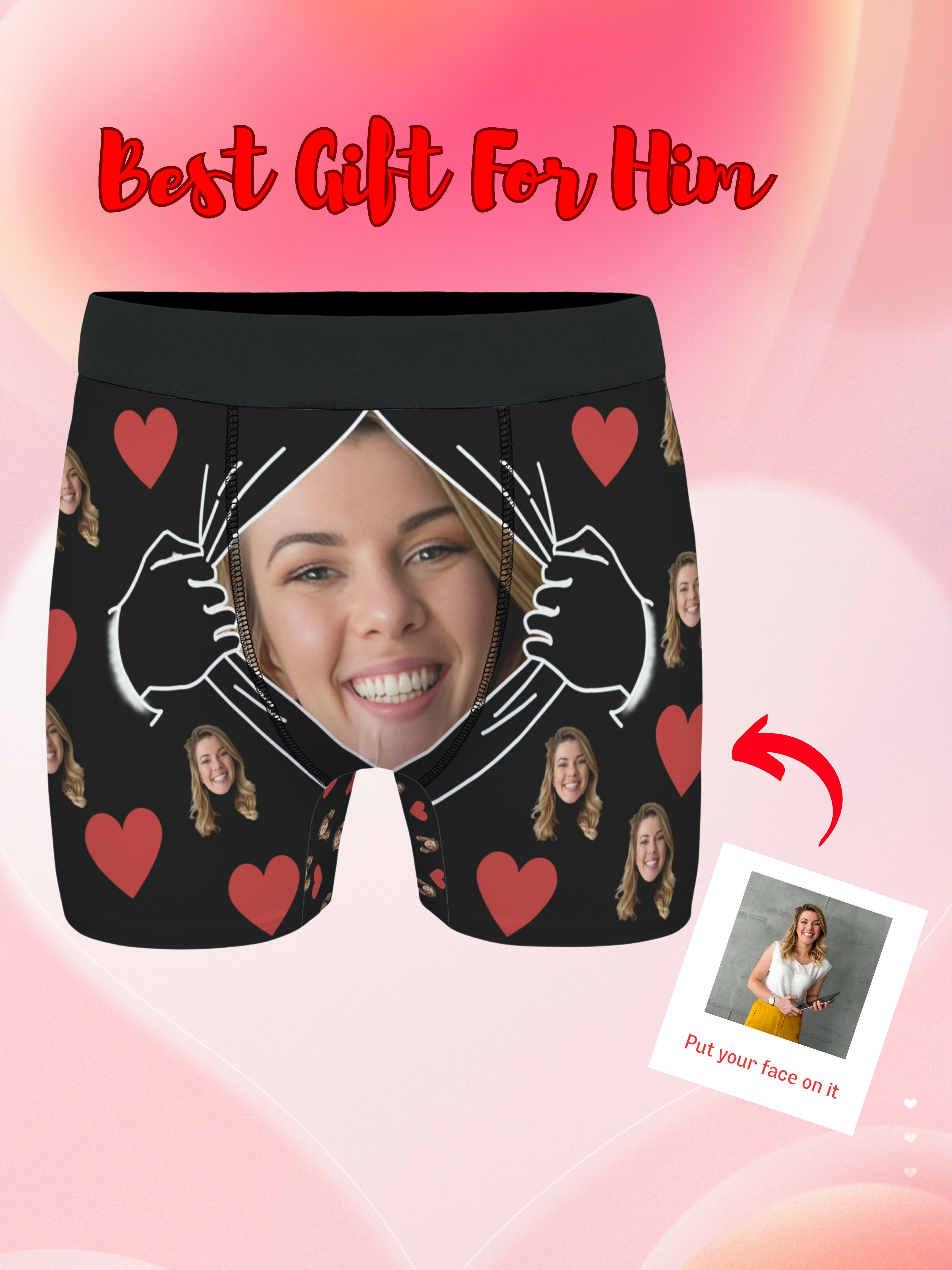 Personalized Girlfriend Face Men's Boxer Briefs Valentine's Day Custom  Boxers for Men Funny Underwear Shorts