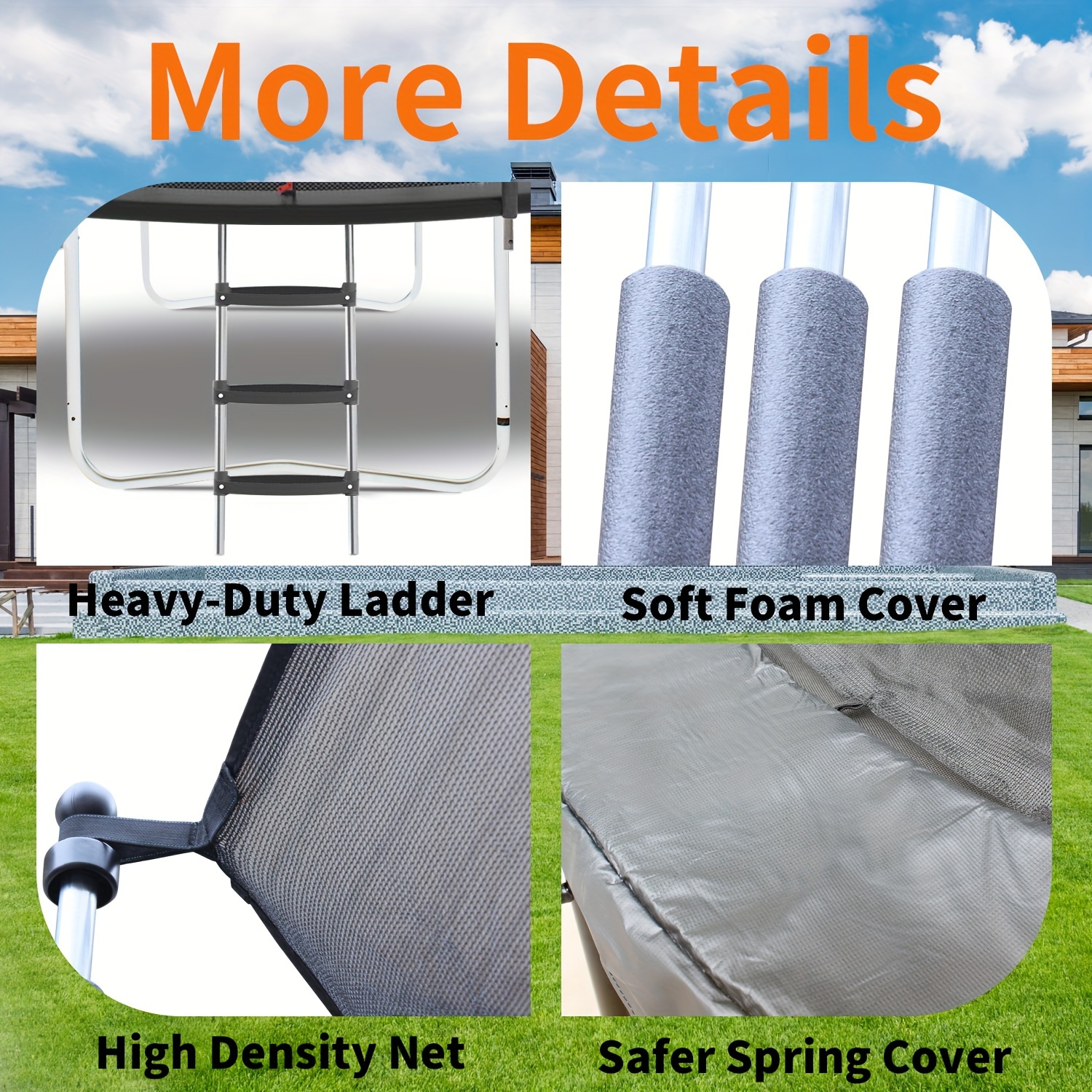 Trampoline For Kids With Enclosure Net 8FT 10FT 14FT 16FT Heavy Duty Outdoor Recreational Trampolines For Backyard, Trampoline With Ladder For Kids/Adults