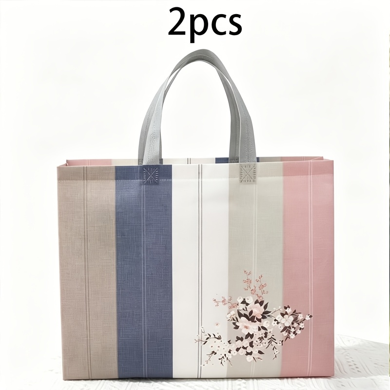 TEMU 2pcs Non-woven Handbags With Handles, Large Capacity Foldable Portable, Suitable For Weddings, Vacations, Birthdays, Themed Parties, Gift Wrapping, Clothing Storage, And More