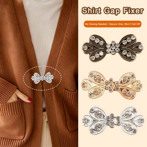 3pcs set multi color bowknot studded clothing clips metal decorative fasteners for collars scarves fashion versatile apparel accessories mixed styles