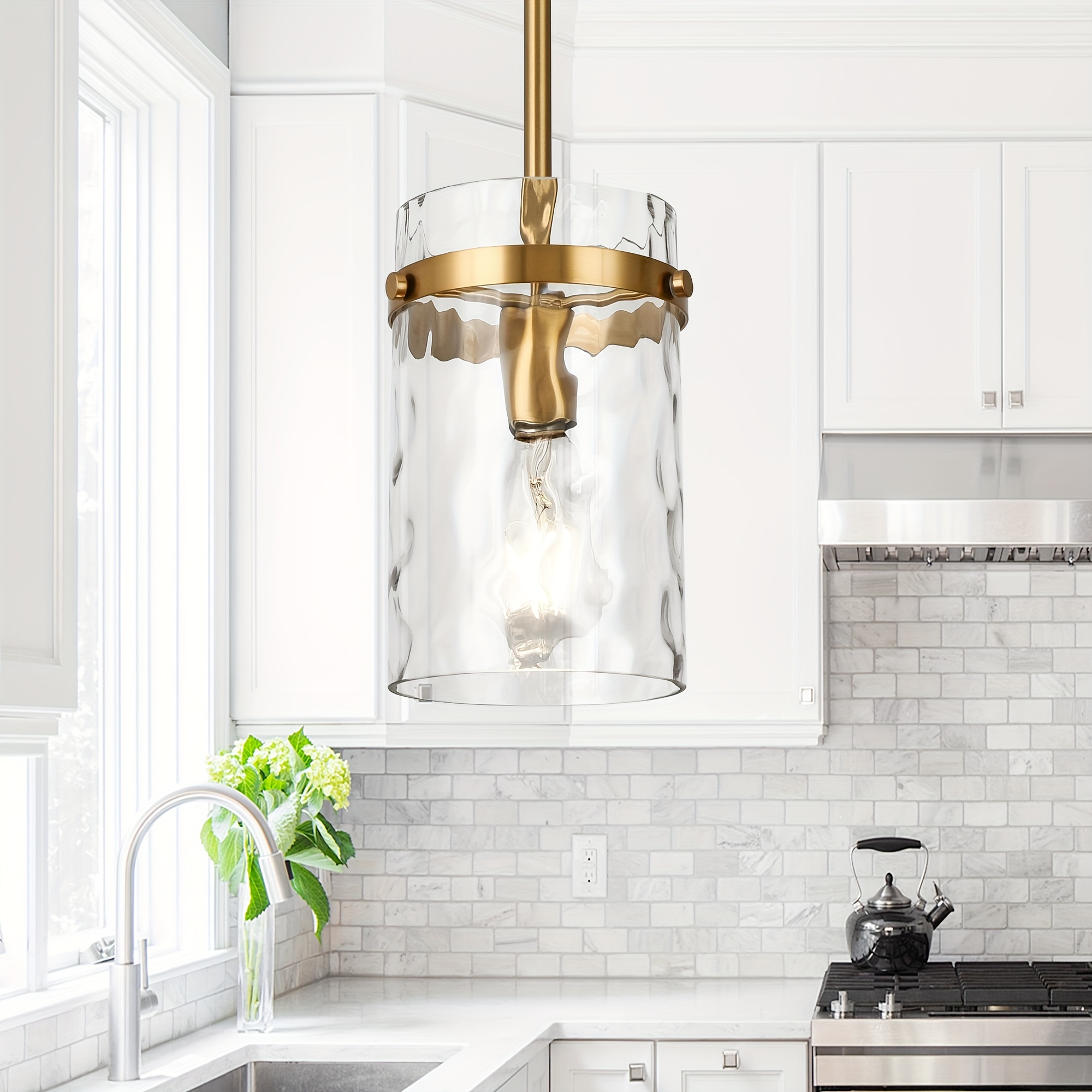 

Modern Pendant Light, Adjustable Hanging Pendant Lighting With Clear Glass, Pendant Lighting Fixture For Kitchen Island, Bathroom, Bedroom