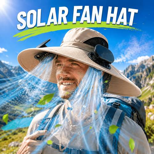 solar fan hat with dual cooling fans breathable outdoor wide brim hat for men women adjustable wind hat for farming gardening and summer work single hat without fan