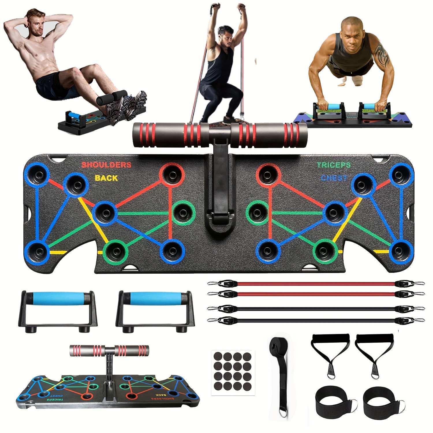1pc Multifunctional Push Up Training Board, With Tension Ropes, Handles, Ankle Straps, And More Accessories, Suitable For Chest Muscle Exercise, Abdominal Core Strength Training