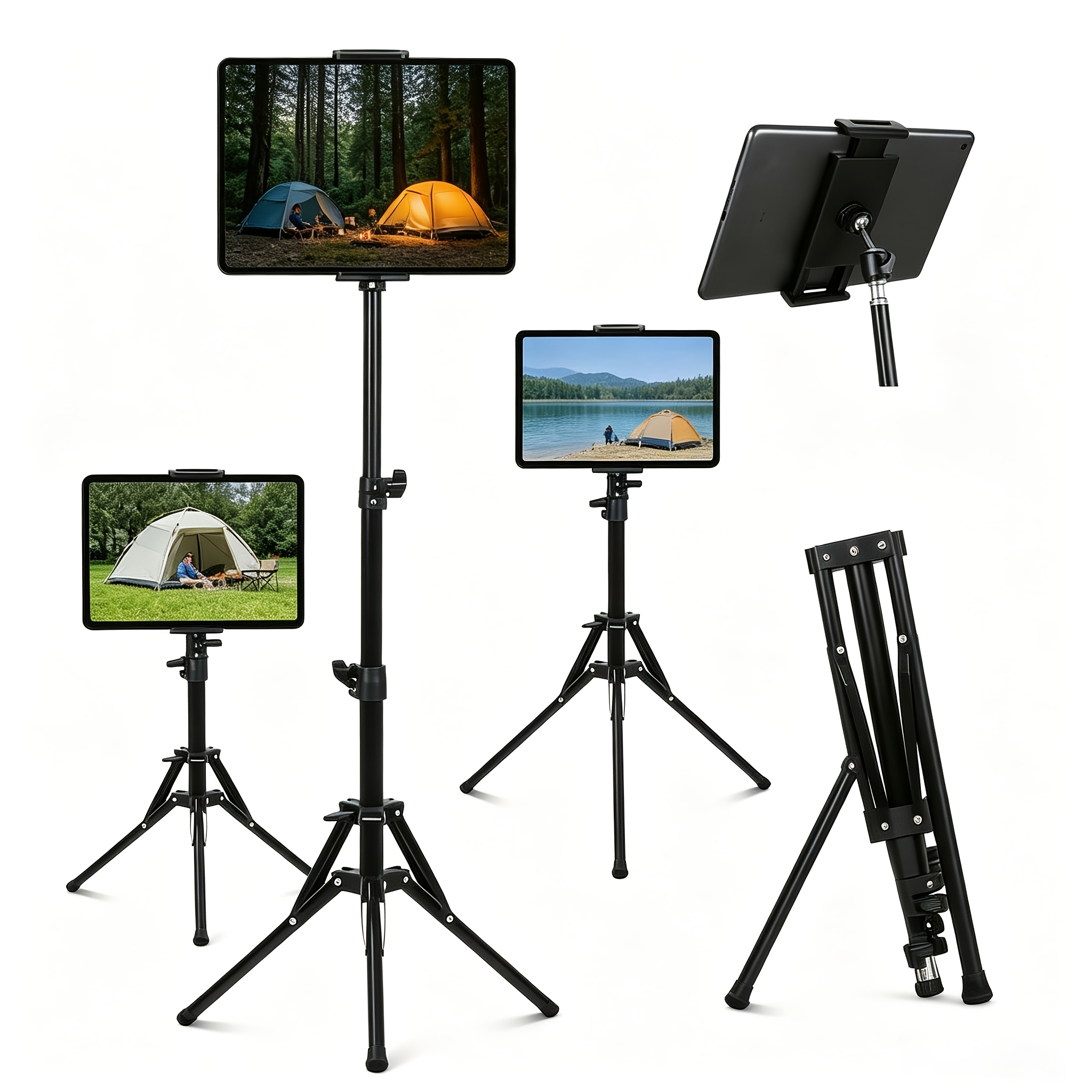 Image of 1pc Tablet Tripod Holder, Tablet Stand - Height Adjustable Up To 65 Inch Holder Tripod For 2026 Pad Air Mini 7 6 5 4 3 2, Pad Pro 9.7, 10.5, 12.9, Tab, Phone And Smartphone With 4.7-13 Inch