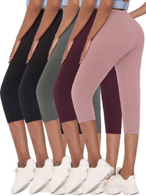 5pcs super soft capri pants for women no see through workout running yoga athletic leggings running