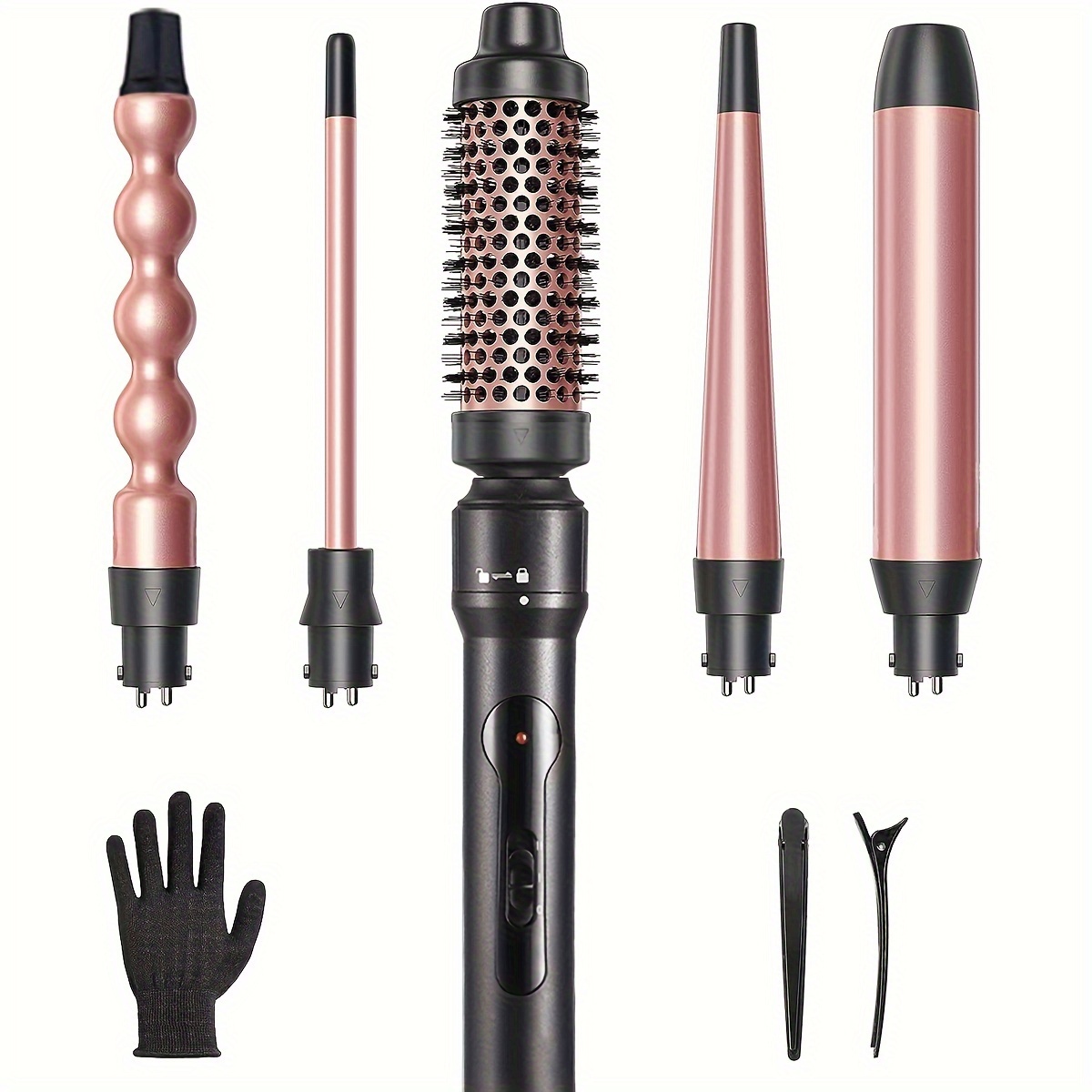 

5 In 1 Curling Wand Set, Thermal Brush, Hair Crimper, Hot Brush, Hair Curling Wand Tools Set For All Hair To Create Charming Hairstyles, Gifts For Women, Mother's Day Gift