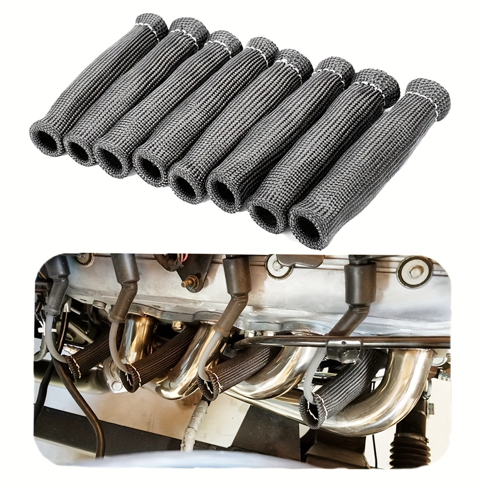 TEMU Spark Plug Wire Heat Shieldspark Plug Wire Heat Sleevespark Plug Heat Covers2500 Degree High Temp Heat Tape Protection 8-pack (titanium)