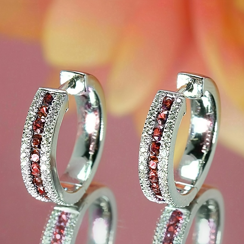 Minimalist Blue Synthetic Zirconia Hoop Earrings Women's Wear Fashion Earrings