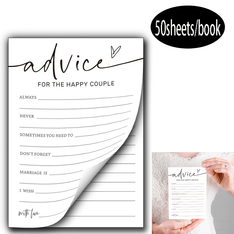 TEMU 50 feuilles/, Cartes de pour mariés, Livre de jeu de fête de mariage, Fournitures de mariage blanches minimalistes, 'activités de jeu interactif