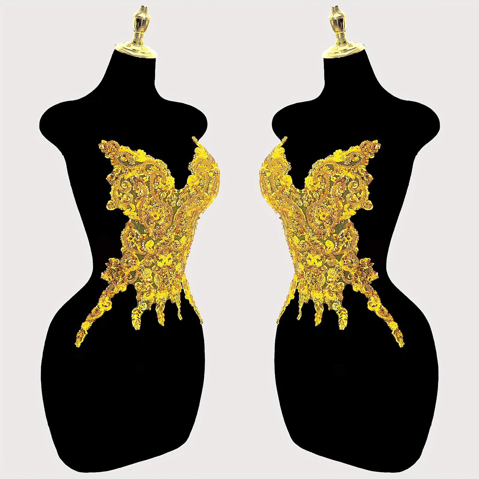 hand stitched golden sequin crystal beaded dress - Temu