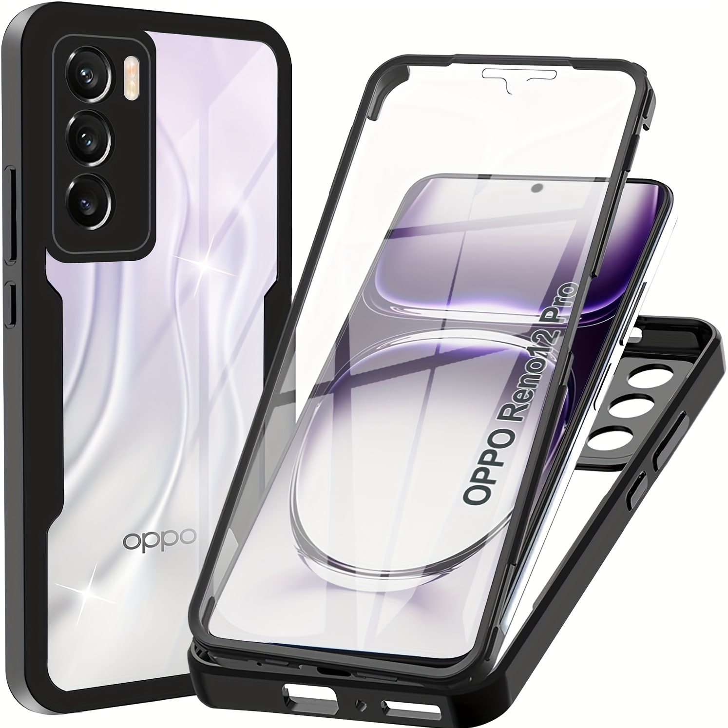 TEMU per custodia OPPO RENO 12 5G, con pellicola , protezione 360簞 a corpo antiurto, cover posteriore ultrasottile