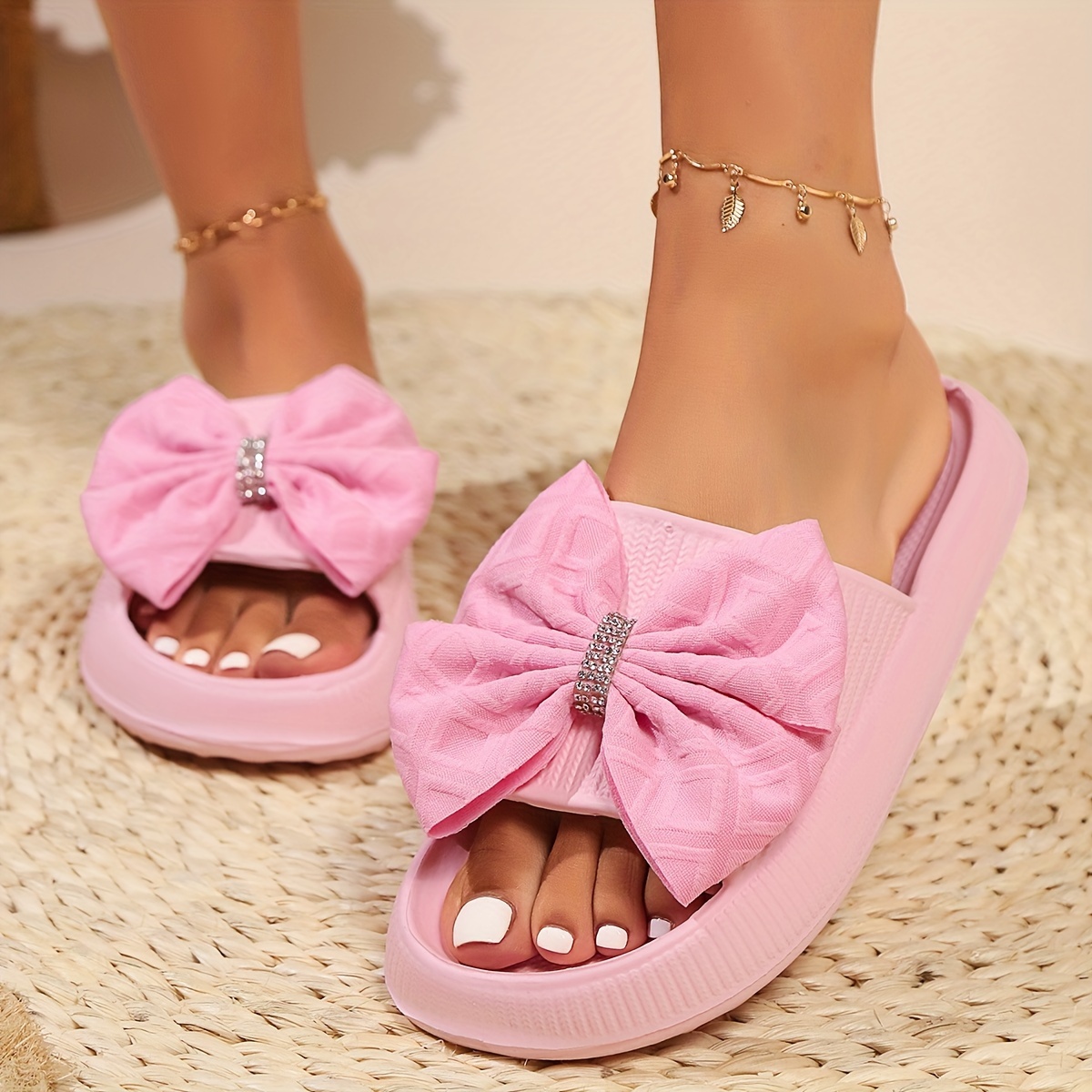 pantuflas elegantes mujer adornos diamantes Temu