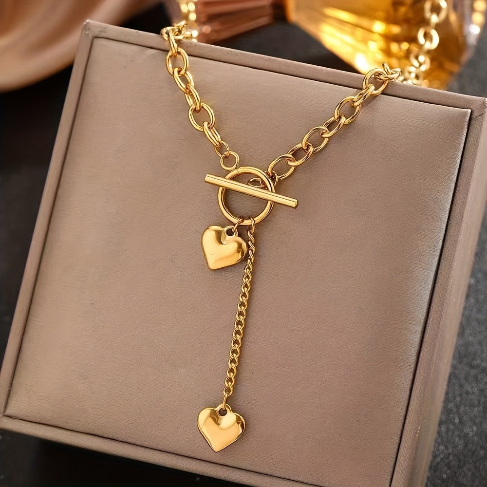 TEMU Collar de Moda con Colgante de y Hebilla OT en Acero Inoxidable, Elegante y Lujoso para Mujeres, Ideal para Ocio, Vacaciones y Fiestas