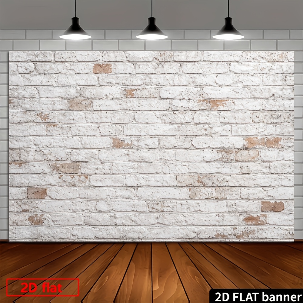 1pc White Vintage Distressed Brick Wall Panel, Photo Backdrop