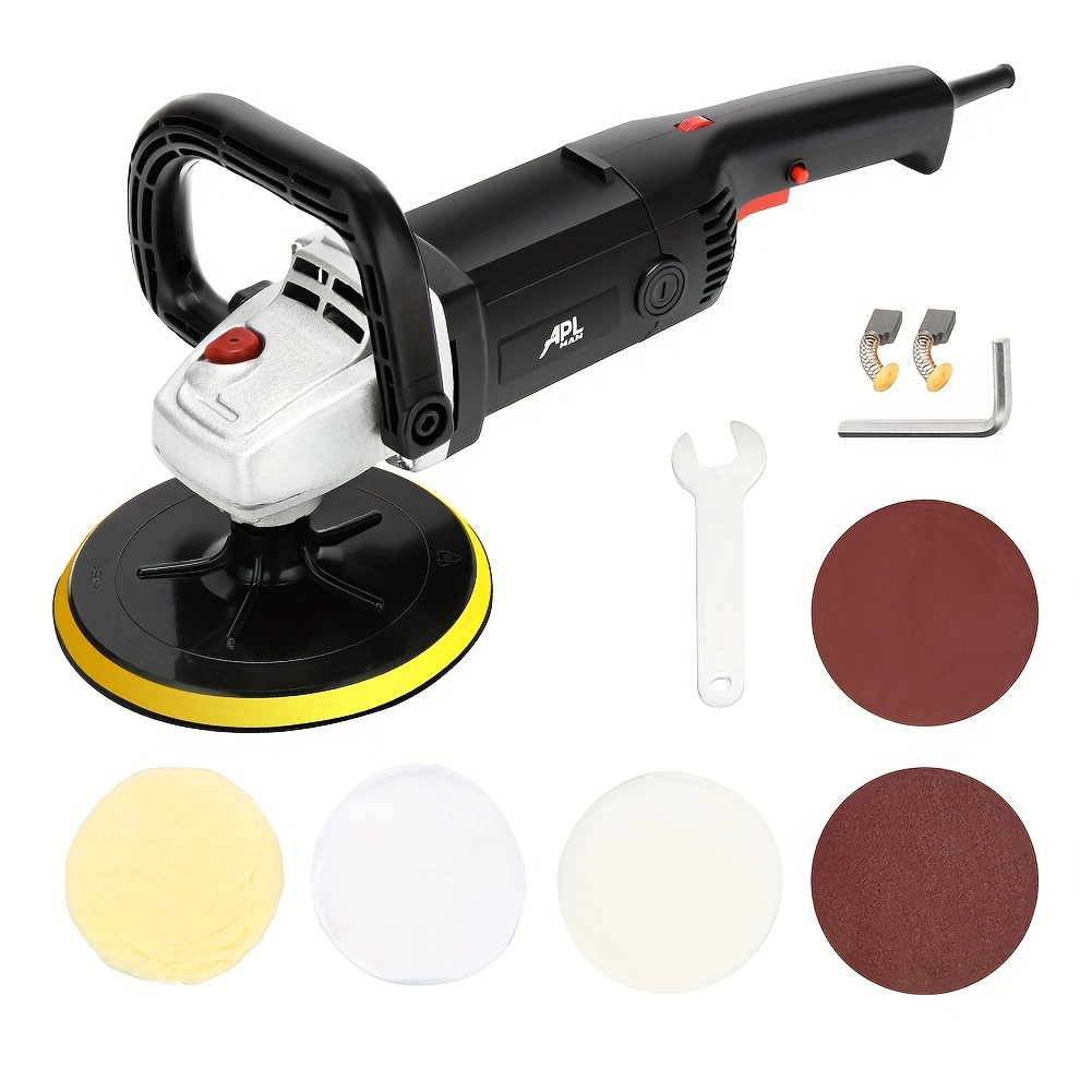 

Polisher, 7 Inch Polisher For Car With 5 Polishing Pads, 6 Detachable Handle, Ideal For Marble Wood Polishing