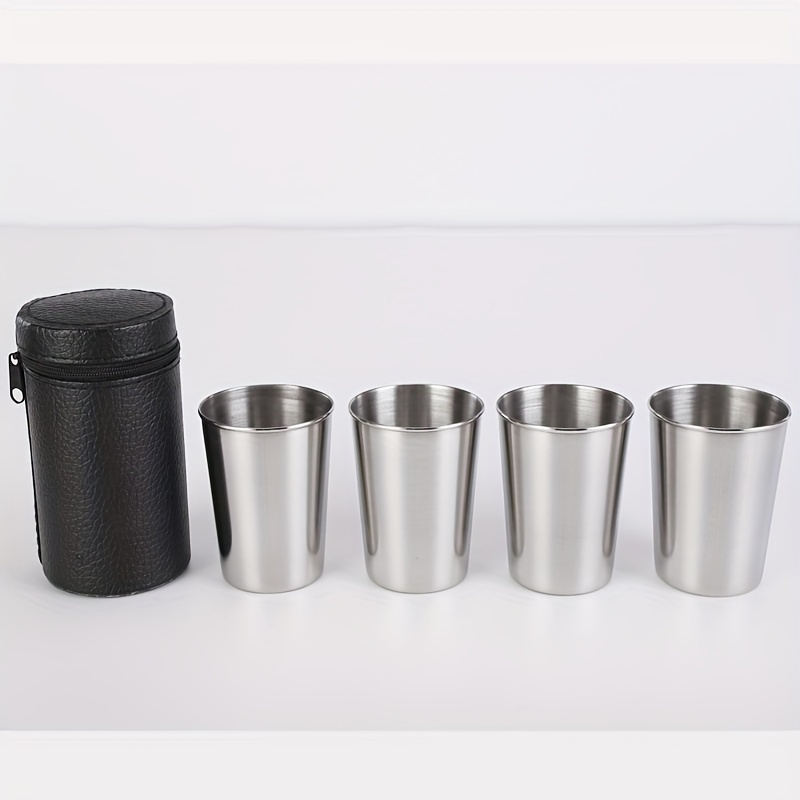 TEMU 1 Set Of Wine Glasses, 4 Wine Glasses + 1 Sleeve, Portable Bottle White Wine Glass Small Wine Glass For Outdoor Camping, Portable Beer Glass