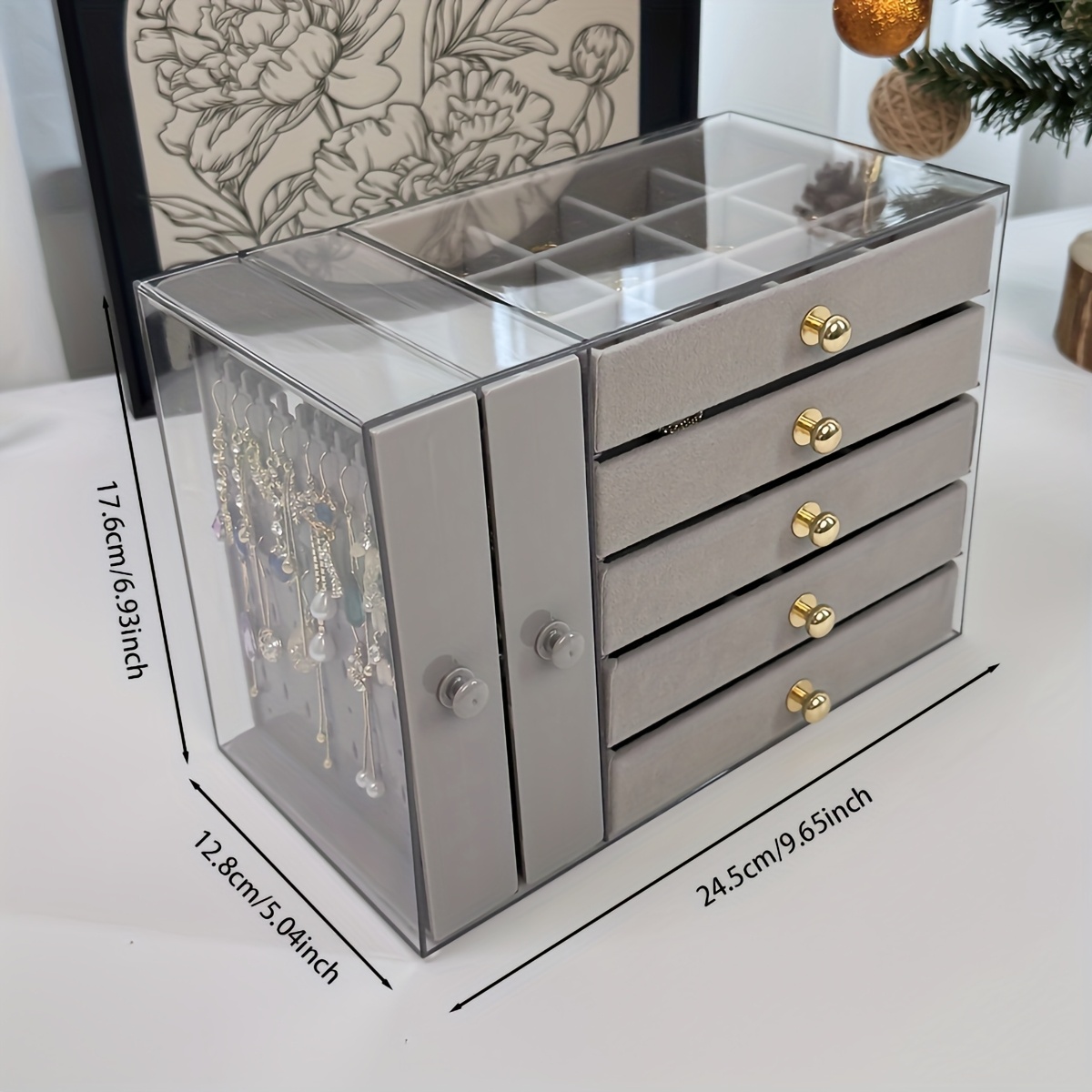7 compartment jewelry organizer box multi layer plastic storage with secure   closure elegant octagonal design for bracelets necklaces rings earrings christmas gift for women jewelry gift box   Product details 1