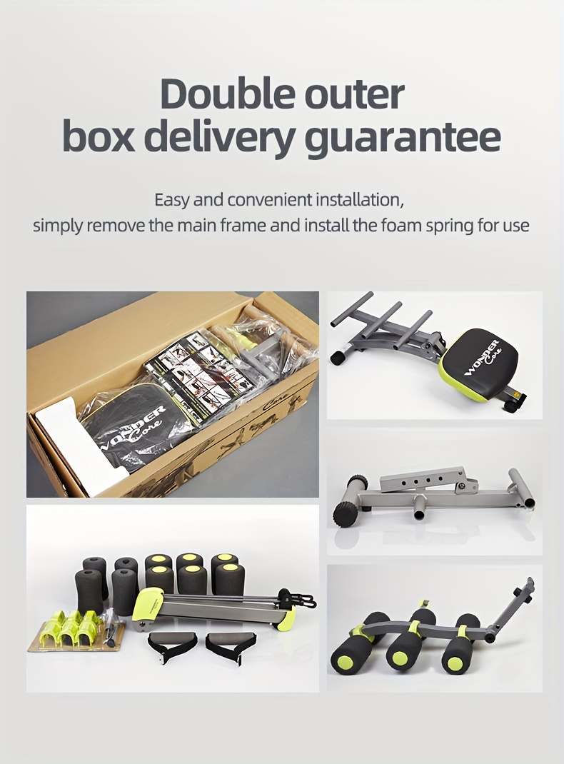 WONDER CORE 2 Total Gym Machine - Adjustable Ab Machine for Stomach Workout, Sit-Up Bench & Ab Lounger Exercise Chair, Home Gym Equipment with Green & Yellow Design, Compact Space-Saving Fitness Chair for Core Training, Multifunctional Fitness, Sleek Workout Equipment, Padded Comfort