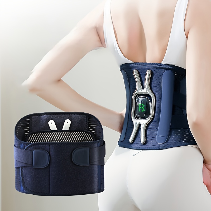 1pc usb rechargeable dual motor lumbar massager with heat adjustable   3 temperature settings led lcd display detachable for full body massage polymer lithium battery whole body waist support