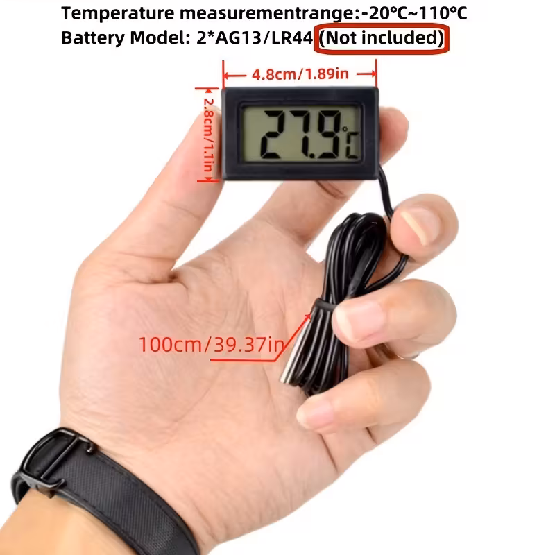 1pc refrigerator thermometer electronic digital lcd display thermometer car interior and exterior temperature gauge aquarium fish tank thermometer bath water temperature thermometer gauge with probe home supplies Product details 0