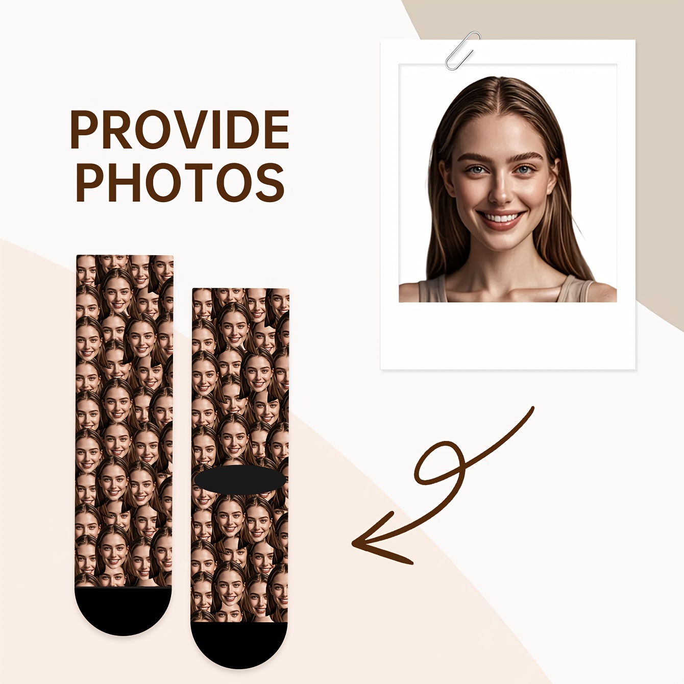 TEMU 1 Pair Premium Custom Face Socks, Customizable Face Portrait, Summer/ Unisex Mid-calf Socks, Athletic Socks, Summer/ Athletic Socks,